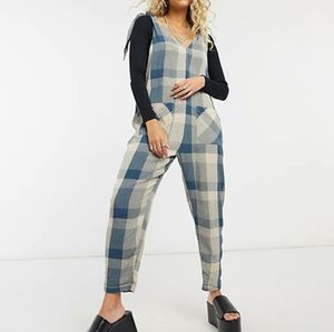 NWT Free People Gingham Overalls runs big